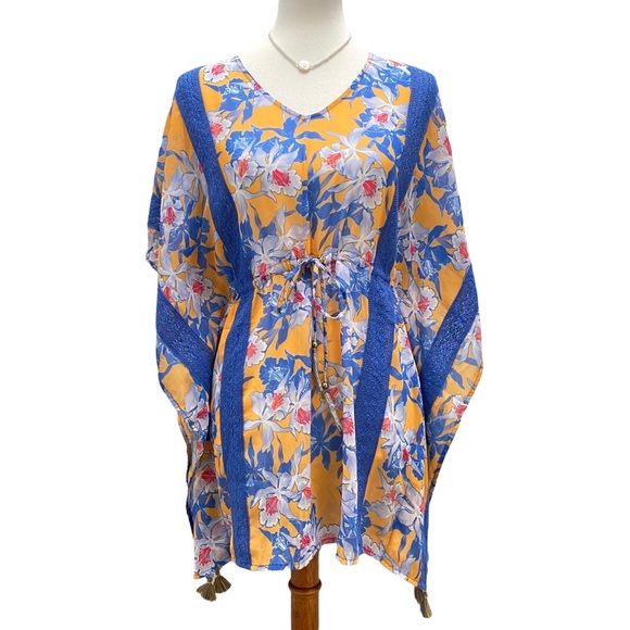 Letarte Other - 🥳HP!🔥Letarte Luxe Blue Yellow Orchid Tunic Cover-Up XS